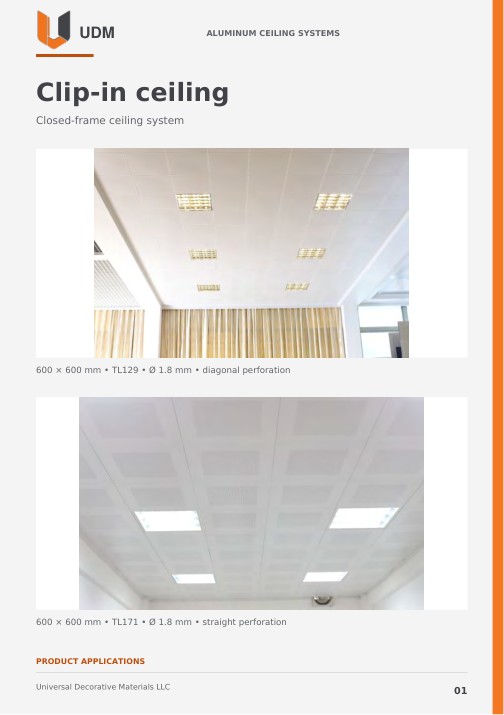 Preview of the UDM aluminum ceiling catalog